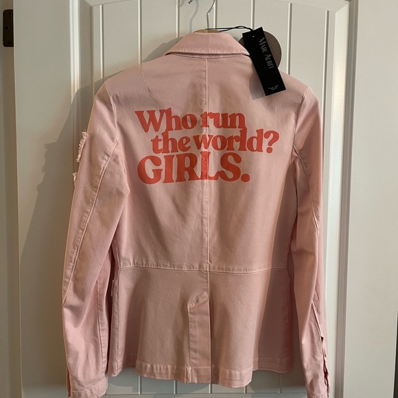 Marc Aurel ‘Who Run The World? Girls.’ pink lightweight blazer jacket - Picture 8 of 16